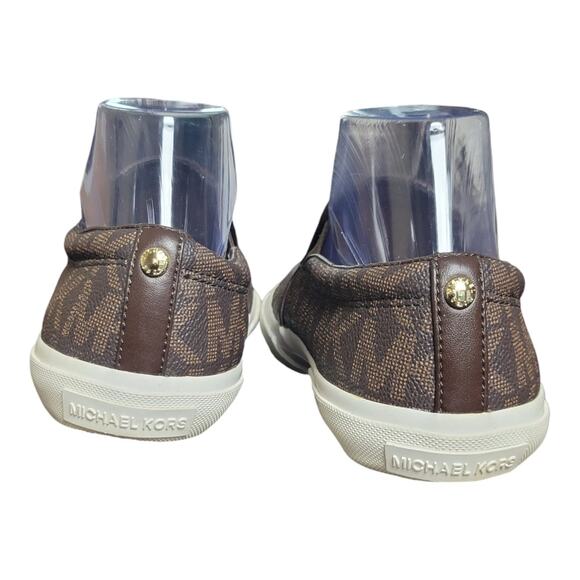 Michael Kors Boerum Double Gore MK Signature PVC‎ Brown Slip On Sneakers US 7.5M - Picture 7 of 8